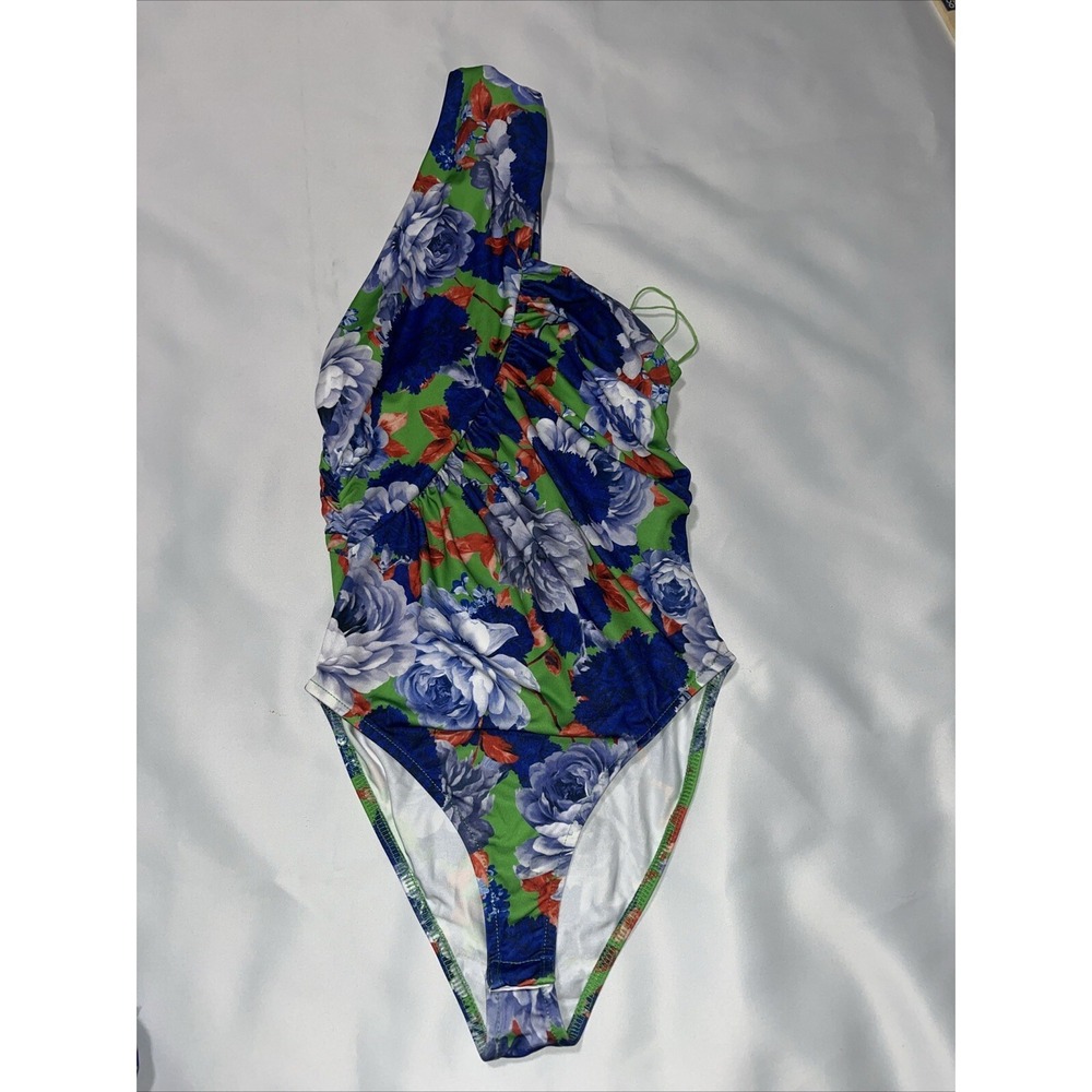 Zara Bodysuit Women size s One Sleeve Stretch Floral Asymmetrical